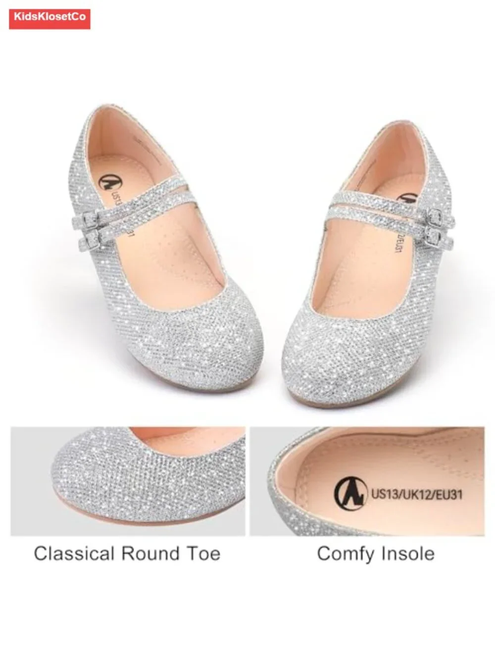 Girls Mary Jane Flats Dress Shoes Ballet Hook Loop Back to School Princess
